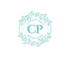 cp initialer brev bröllop monogram logotyper mall, hand dragen modern minimalistisk och blommig mallar för inbjudan kort, spara de datum, elegant identitet. vektor