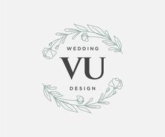 vu initialen brief hochzeitsmonogramm logos sammlung, handgezeichnete moderne minimalistische und florale vorlagen für einladungskarten, save the date, elegante identität für restaurant, boutique, café im vektor