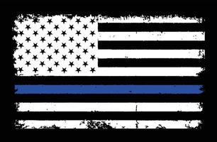 grunge USA polis flagga med tunn blå linje design vektor