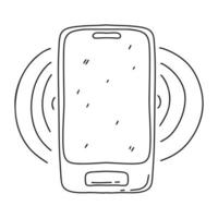 Smartphone im handgezeichneten Doodle-Stil. Vektor-Illustration isoliert auf weißem Hintergrund. vektor