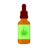 cbd olja serum i flaska med cannabis blad på märka. hampa kosmetisk produkt för hud och hår vektor