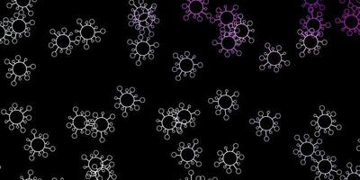 mörk lila vektor bakgrund med virussymboler.