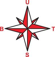 rot-weißes Kompasssymbol, simbol arah mata angin indonesien vektor