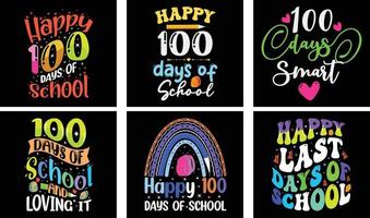 100 Tage Schul-T-Shirt-Designpaket. 100 Tage Schulvektor. Typografie-T-Shirt-Design. vektor