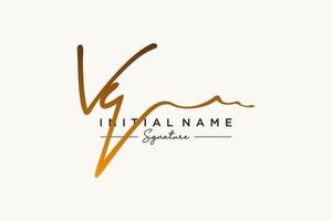 anfänglicher VQ-Signatur-Logo-Vorlagenvektor. hand gezeichnete kalligraphiebeschriftungsvektorillustration. vektor