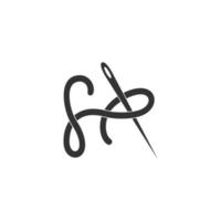 brev s enkel tråd nål kurvor design logotyp vektor