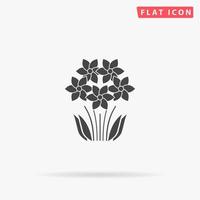 buske blomma. enkel platt svart symbol med skugga på vit bakgrund. vektor illustration piktogram