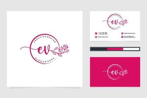 första ev feminin logotyp samlingar och företag kort templat premie vektor