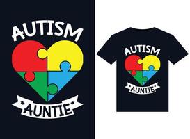 Autismus-Tante-Illustrationen für druckfertiges T-Shirt-Design vektor