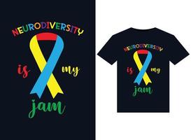 neurodiversity is my jam illustrations for print-ready t-shirts design vektor