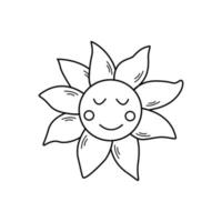 Sonne Gesicht Symbol Vektor-Doodle-Illustration. ein Symbol des Lebens, ein Konzept des Frühlings und der Wärme. vektor