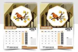 vägg kalender 2023 kreativ design, enkel en gång i månaden vertikal datum layout för 2023 år i engelsk. 12 månader kalender mallar, modern ny år kalender design. företags- eller företag kalender. vektor