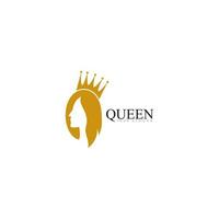 gyllene skönhet drottning med krona mall logotyp vektor illsutration