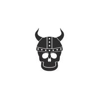viking skalle med hjälm logotyp vektor ikon illustration