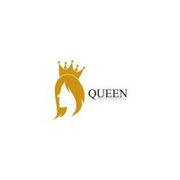 gyllene skönhet drottning med krona mall logotyp vektor illsutration