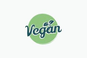 vegan logotyp med en kombination av vegan text, cirkel och löv för några företag, framförallt restauranger, kaféer, butiker, etc. vektor