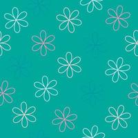 Pastellkonturen von Blumen auf einem nahtlosen Muster des grünen Hintergrundes vektor