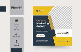 kreative marketing-agentur unternehmensgeschäft quadrat social media post banner design vorlage kostenloser vektor