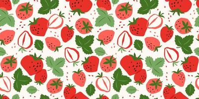 vektor sömlös mönster med jordgubbe. trendig hand dragen texturer. modern abstrakt design för papper, omslag, tyg, interiör dekor och Övrig använda sig av