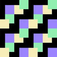 Quadrate geometrisches nahtloses Muster. Retro-helle Quadrate auf schwarzem Hintergrund. Muster Pop-Stil 90 Jahre. vektor