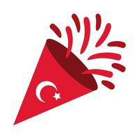 Turkiet republik dag månen och stjärnan symbol i kornett platt stil vektor