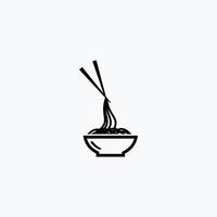skål av spaghetti platt ikon logotyp vektor