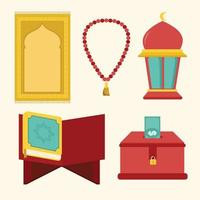 ramadan-elementsammlungen flache illustration einfaches und elegantes vektordesign vektor