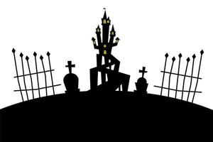 Halloween-Haus am Friedhof Vektor-Design vektor