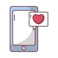 Happy Valentinstag Smartphone mit Herzen Chat vektor