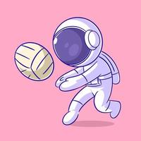 astronaut i hög sprit spelar volleyboll vektor