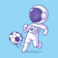 Astronauten freuen sich, Fußball zu spielen vektor
