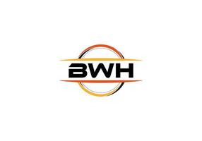 bwh Buchstabe Lizenzgebühr Mandala Form Logo. bwh Pinselkunst-Logo. bwh-Logo für ein Unternehmen, ein Geschäft und eine kommerzielle Nutzung. vektor