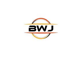 bwj schreiben lizenzgebühren mandala form logo. bwj Pinselkunst-Logo. bwj-Logo für ein Unternehmen, ein Geschäft und eine kommerzielle Nutzung. vektor