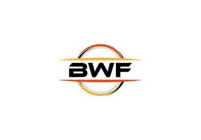 bwf-Buchstaben-Lizenzgebühren-Mandala-Form-Logo. bwf Pinselkunst-Logo. bwf-Logo für ein Unternehmen, ein Geschäft und eine kommerzielle Nutzung. vektor