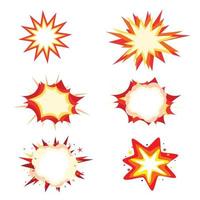 Reihe von Explosionsblasen im Comic-Stil auf weißem Hintergrund vektor