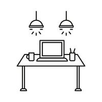 Arbeitsplatz mit Laptop auf Tischlinie Stilikone vektor