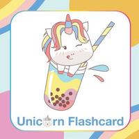 söt enhörning Flash-kort för barn. redo till skriva ut. tryckbar spel kort. pedagogisk kort för förskola. vektor illustration.