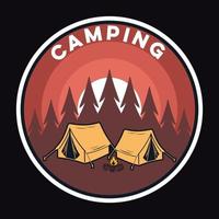 Abenteuer-Camping-Label-Vektor-Illustration Retro-Vintage-Abzeichen-Aufkleber und T-Shirt-Design vektor