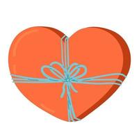 hjärta formad godis låda av choklad. hjärtans dag gåva. ljuv överraskning med kärlek. vektor illustration isolerat på vit.