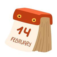 Kalender vom 14. Februar. Abreißkalender. Valentinstag. flache vektorillustration. isoliert auf weiß vektor