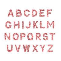 Vektoralphabet. buchstaben az aus herztönen rot und rosa isoliert auf weiß. romantische serifenlose schriftart zum valentinstag. Lateinische Großbuchstaben. einfach zu bearbeitende Designvorlage. vektor