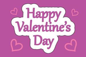 Happy Valentines Day Sticker Textdesign am 14. Februar mit Liebessymbol Symbol Hintergrund vektor
