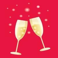 zwei funkelnde gläser champagner auf rosa hintergrund. Vektor-Illustration vektor