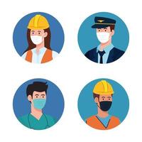 Menschen Arbeiter mit Uniformen und Arbeiter Masken Vektor-Design vektor