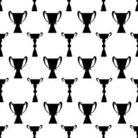 Siegertrophäe Cup nahtlose Muster. schwarze einfache Silhouettentextur. Meisterpreis für den ersten Platz. Vektor-Illustration. vektor