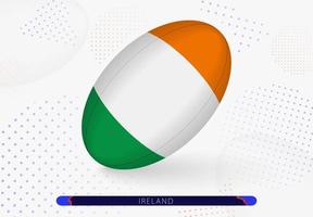 Rugbyball mit der Flagge Irlands darauf. Ausrüstung für das Rugby-Team von Irland. vektor