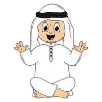 glückliche muslimische kinderkartoonillustration vektor