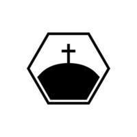 kristen korsa i kulle symbol vektor illustration. calvary går över, kulle och berg med helig kristen korsa logotyp, kyrka av katolik i natur landskap .