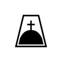 christliches kreuz in der hügelsymbol-vektorillustration. kalvarienkreuze, hügel und berg mit heiligem christlichem kreuzlogo, kirche der katholischen in der naturlandschaft. vektor