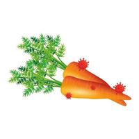 morötter grönsak med covid 19 virus vektor design